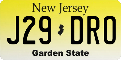 NJ license plate J29DRO