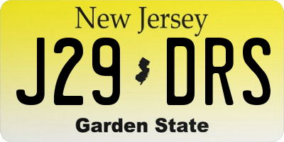 NJ license plate J29DRS