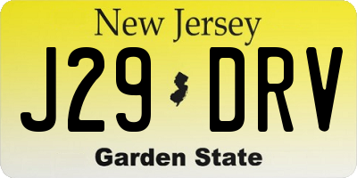 NJ license plate J29DRV