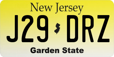 NJ license plate J29DRZ