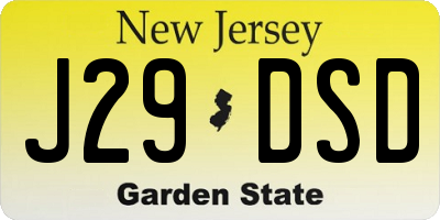 NJ license plate J29DSD