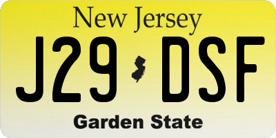 NJ license plate J29DSF