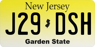 NJ license plate J29DSH