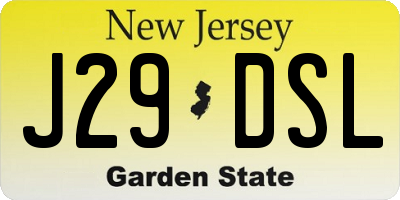 NJ license plate J29DSL