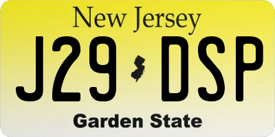 NJ license plate J29DSP