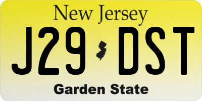 NJ license plate J29DST