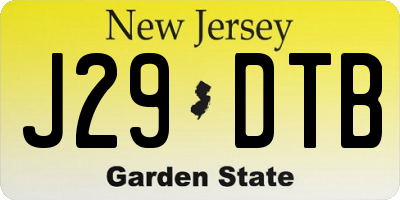NJ license plate J29DTB