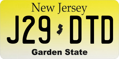NJ license plate J29DTD