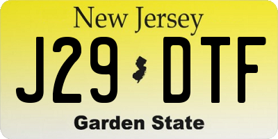 NJ license plate J29DTF