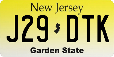 NJ license plate J29DTK