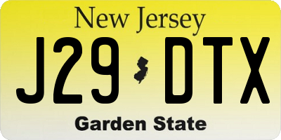 NJ license plate J29DTX