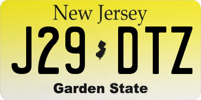NJ license plate J29DTZ