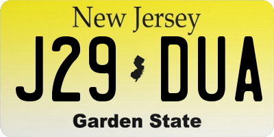 NJ license plate J29DUA