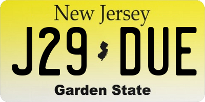 NJ license plate J29DUE