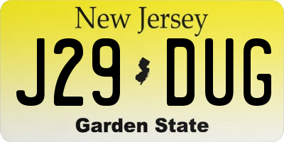 NJ license plate J29DUG