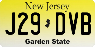 NJ license plate J29DVB