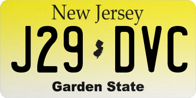 NJ license plate J29DVC