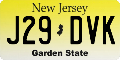 NJ license plate J29DVK