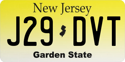 NJ license plate J29DVT