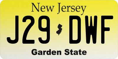 NJ license plate J29DWF