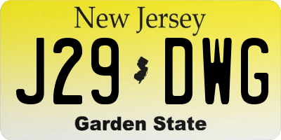 NJ license plate J29DWG