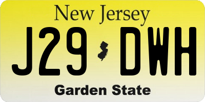 NJ license plate J29DWH