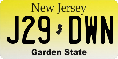 NJ license plate J29DWN