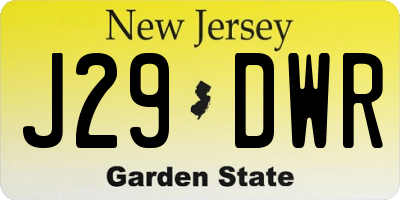 NJ license plate J29DWR