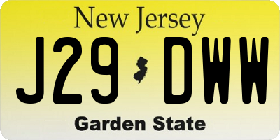 NJ license plate J29DWW