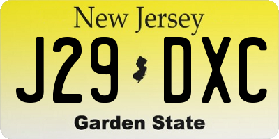 NJ license plate J29DXC