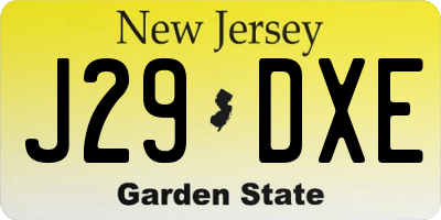 NJ license plate J29DXE