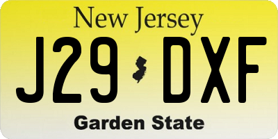 NJ license plate J29DXF