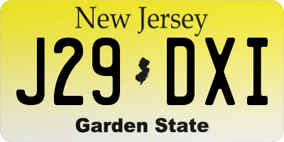 NJ license plate J29DXI