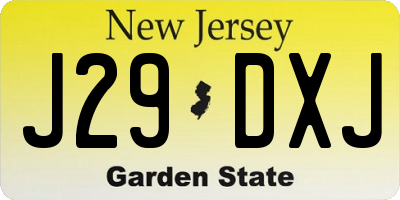 NJ license plate J29DXJ
