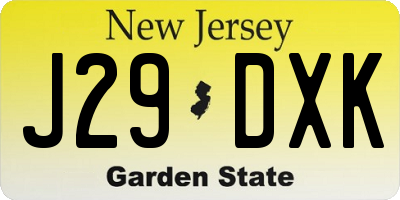 NJ license plate J29DXK