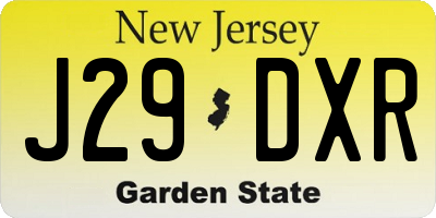 NJ license plate J29DXR