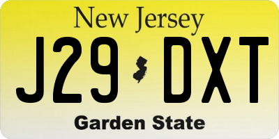 NJ license plate J29DXT