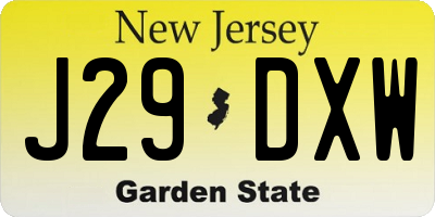 NJ license plate J29DXW