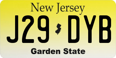 NJ license plate J29DYB