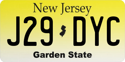 NJ license plate J29DYC