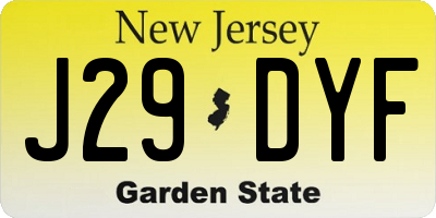 NJ license plate J29DYF