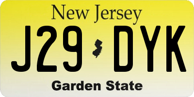 NJ license plate J29DYK