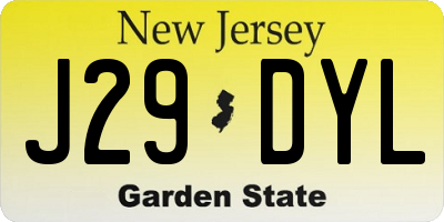 NJ license plate J29DYL