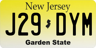 NJ license plate J29DYM