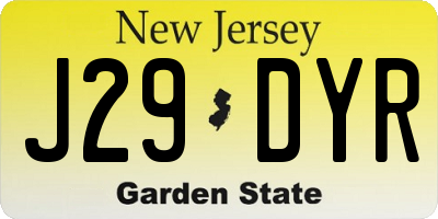 NJ license plate J29DYR