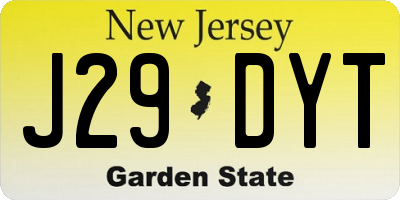 NJ license plate J29DYT