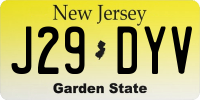 NJ license plate J29DYV