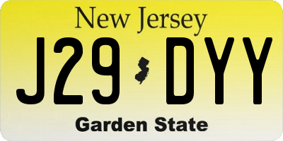 NJ license plate J29DYY