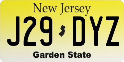 NJ license plate J29DYZ