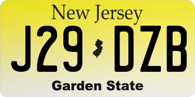 NJ license plate J29DZB